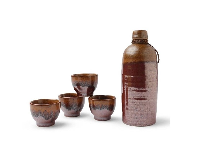 Sake Set w/4 Cups Tetsuaka Kin Nagashi
