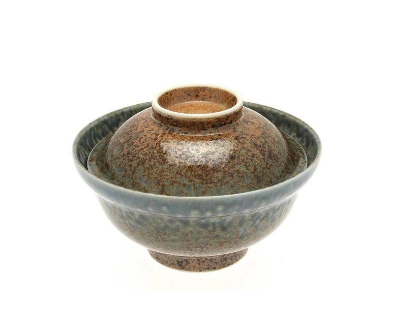 6 1/8" Bowl w/Lid Blue/Sand