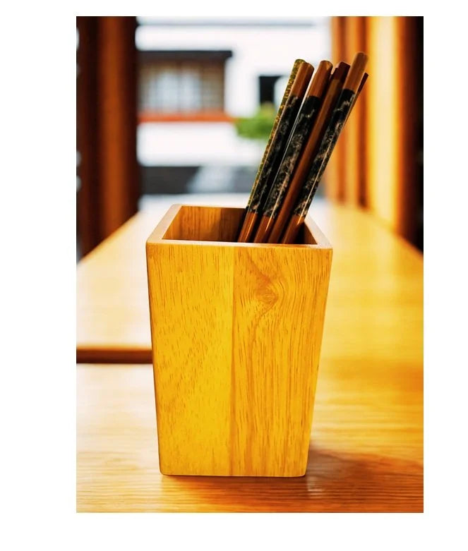 Beechwood Wooden Chopstick/Pen Container