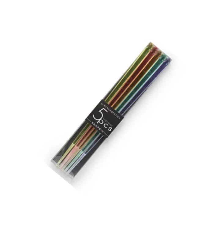 Pack of 5 Assorted Colors Clear Acrylic Chopsticks