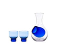 Glass Sake Set w/2 Cups Blue