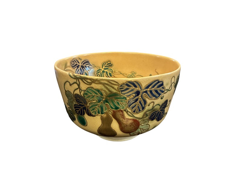 4.75" Iwao Yamakawa Kyo Yaki Handpainted Matcha Bowl Hyotan