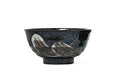 6.75" Donburi/Bowl Black w/White & Brown Brush Strokes
