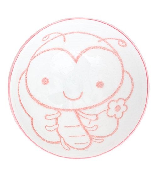 4.25" Pink  & White Butterfly Rice Bowl