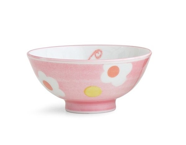 4.25" Pink  & White Butterfly Rice Bowl
