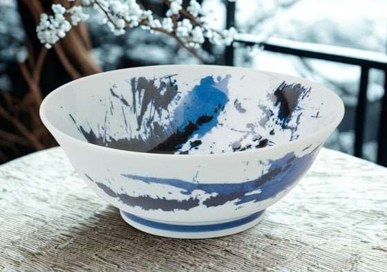 7.75" Bowl Blue & White Sumi