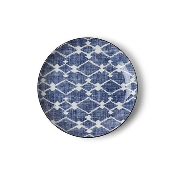 8.5" Round Plate Aizome Hishi