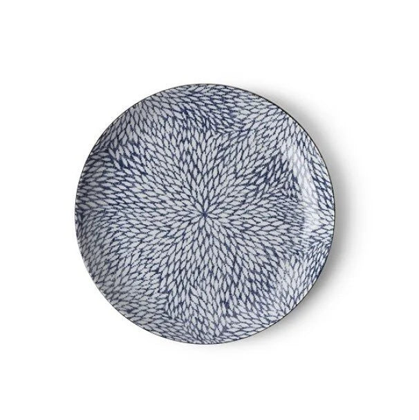 8.5" Round Plate Aizome Mums