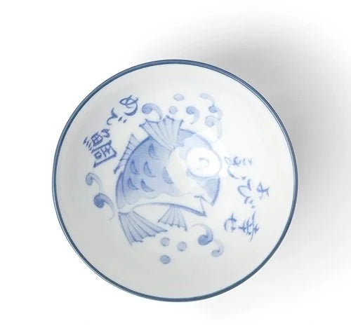 4.25" Red Tai Blue Rice Bowl