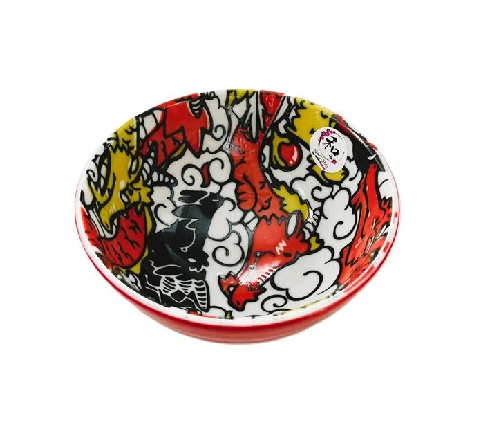 4.5" Red w/Dragons Rice Bowl
