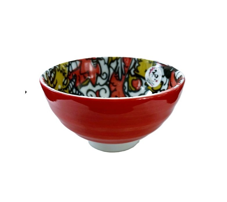 4.5" Red w/Dragons Rice Bowl