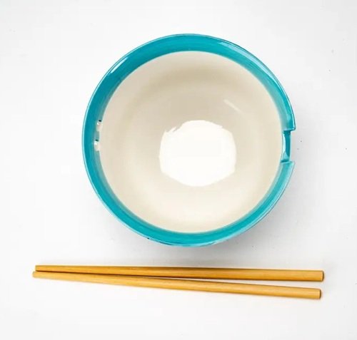 5" Donburi w/Chopsticks Blue w/Robin