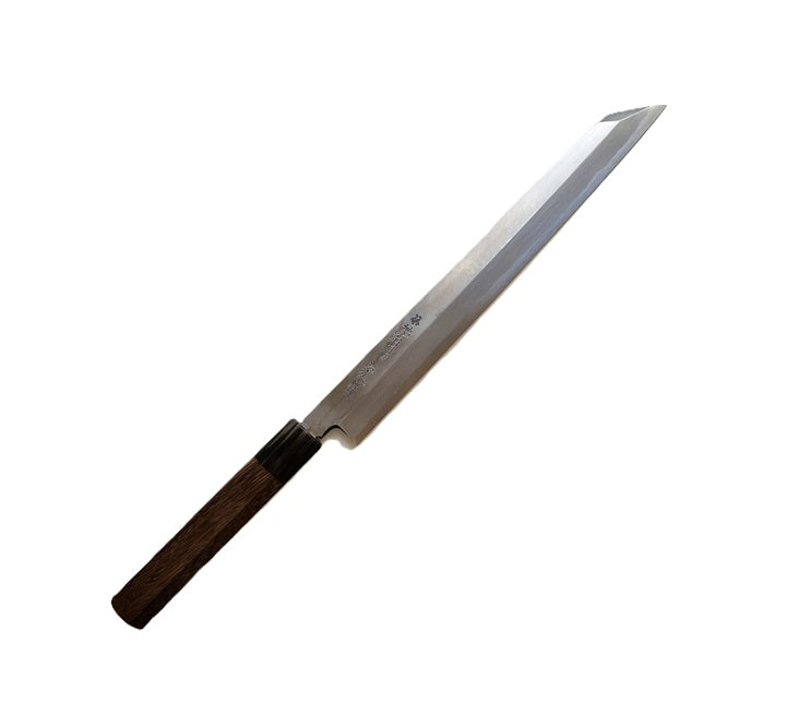 Aritsugu Blue Steel Kasanekitae Kiritsuke Yanagi w/Red Sandalwood Handle 27 cm.