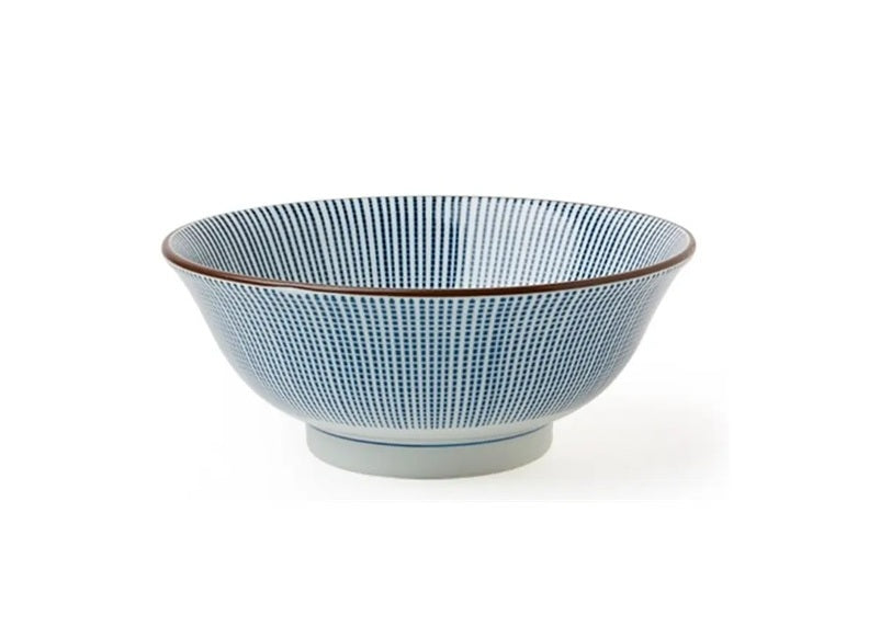 8.25" Ramen Bowl Blue & White Tokusa Made In Japan