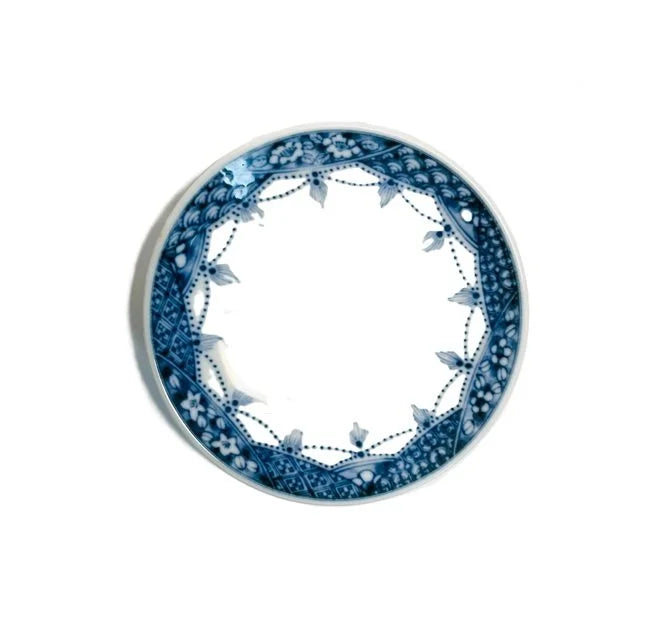 4" Round Blue & White Sauce Dish